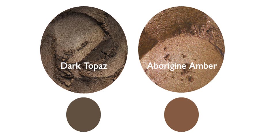 Vergleich: Dark Topaz (links) und Aborigine Amber (rechts)
