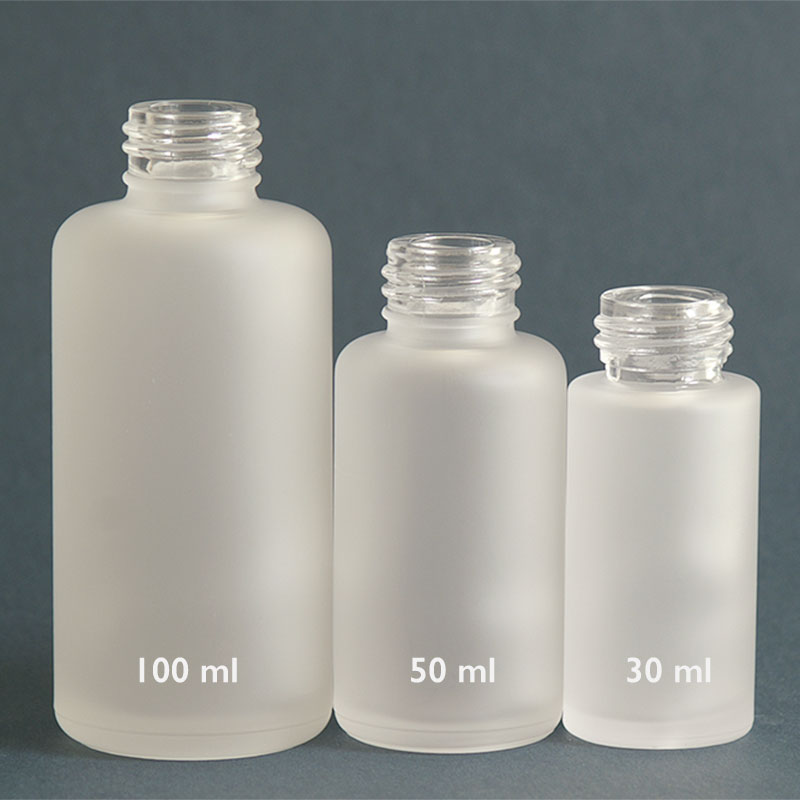 Glasflasche Satiné, 30, 50 und 100 ml