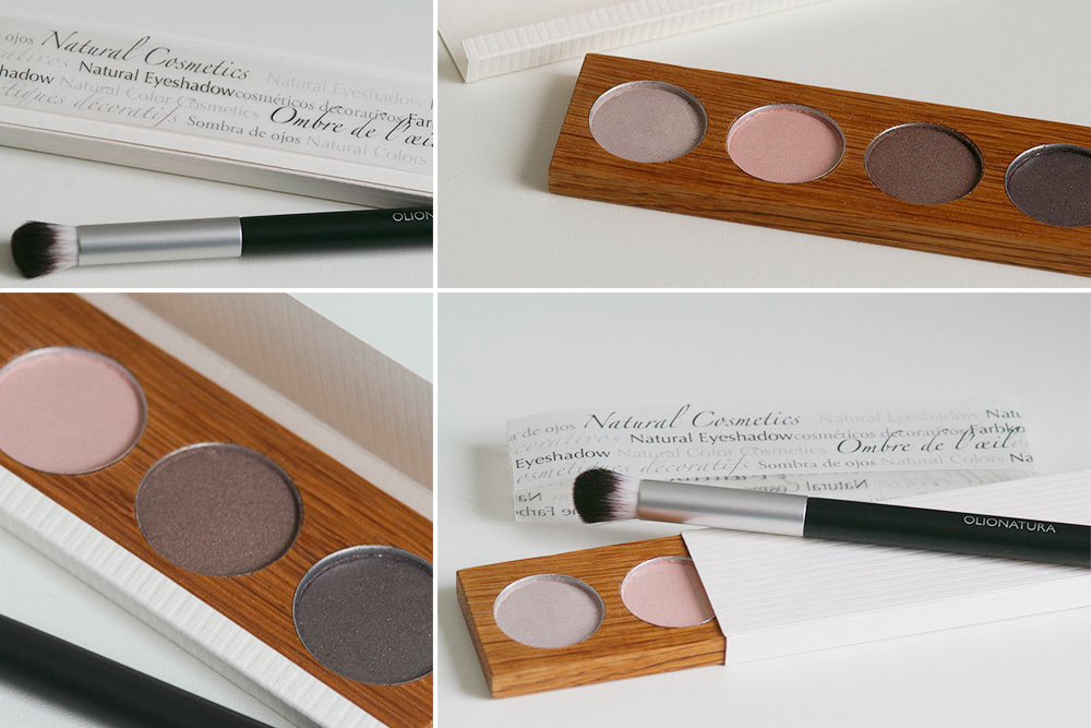 Eyeshadows in einer Palette aus geöltem Massivholz