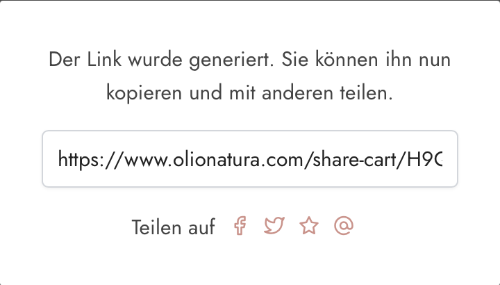 Share-Cart-Button: Link erzeugt